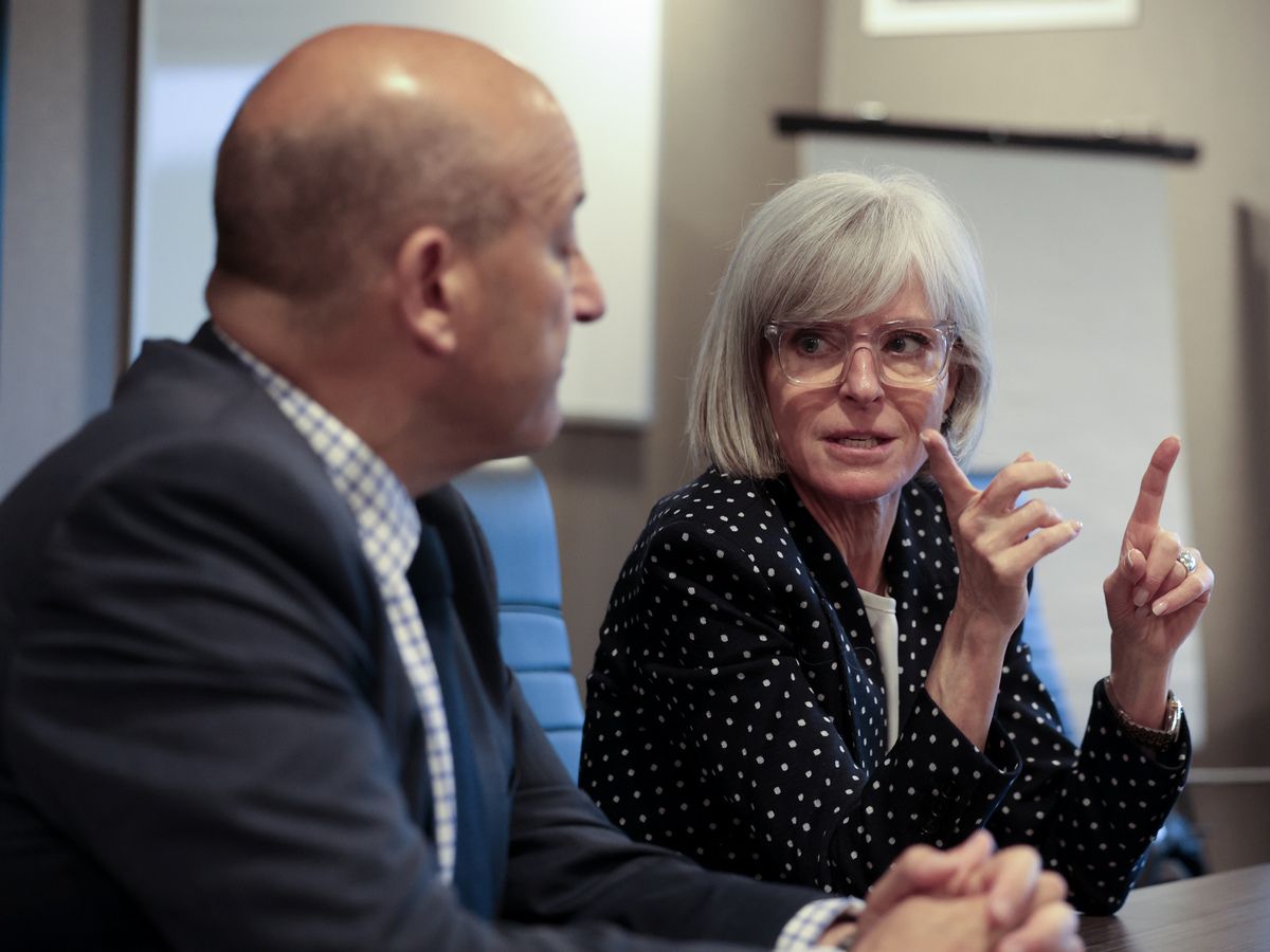 Business Development Bank of Canada chief executive Isabelle Hudon, right, and British Business Bank CEO Louis Taylor before the CVCA conference in Halifax, N.S. on May 28.
