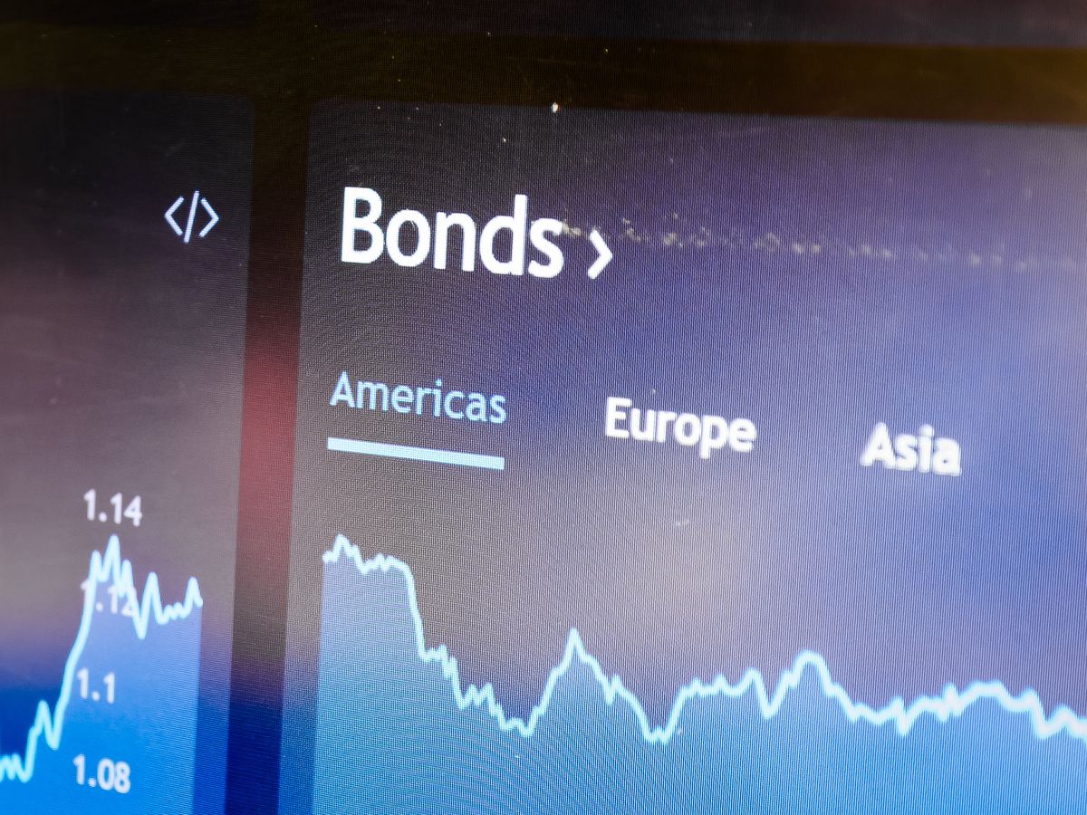 American bonds on stock market perspective dashboard. Stock exchange market chart. Getty Images/iStockphoto