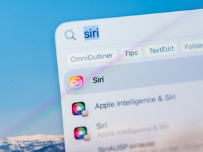 The Apple Siri icon on a Macbook Pro laptop at an Apple store in San Francisco, California, US, on Wednesday, Feb. 11, 2026