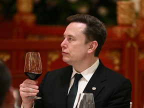 Tesla and SpaceX CEO Elon Musk attends a state banquet for US President Donald Trump and China's President Xi Jinping at the Great Hall of the People in Beijing on May 14, 2026.