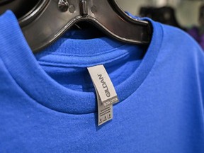 Gildan apparel at a store in Montreal, Quebec, Canada, on Friday, Dec. 15, 2023.