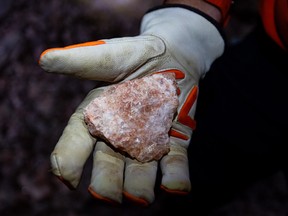 Potash from a tour of the BHP Jansen Potash Mine. Photo taken in Jansen, Sask. on Wednesday, Dec 3, 2025.