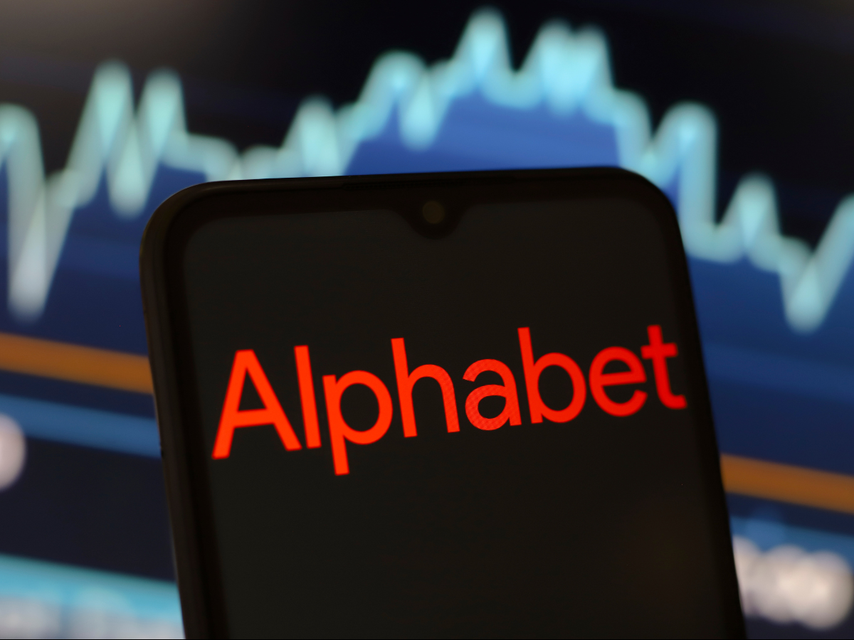 The Alphabet Inc. logo appears on the screen of a smartphone in Reno, United States, on November 27, 2024.