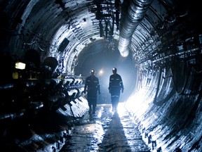 Uranium workers navigate Saskatchewan's Cigar Lake uranium mine.