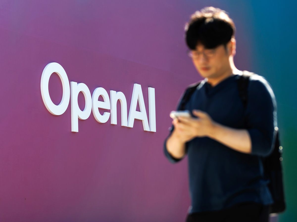 OpenAI signage displayed outside the venue for their news conference in Seoul, South Korea, on Wednesday, Sept, 10, 2025