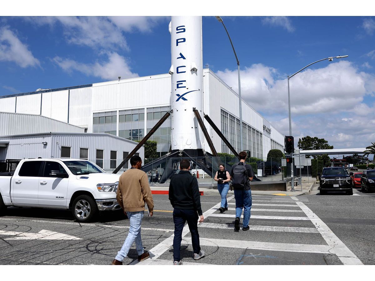 Outside a SpaceX facility in Hawthorne, California.