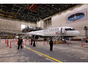 An Airbus A321XLR aircraft during an Air Canada preview event in the Montreal region.