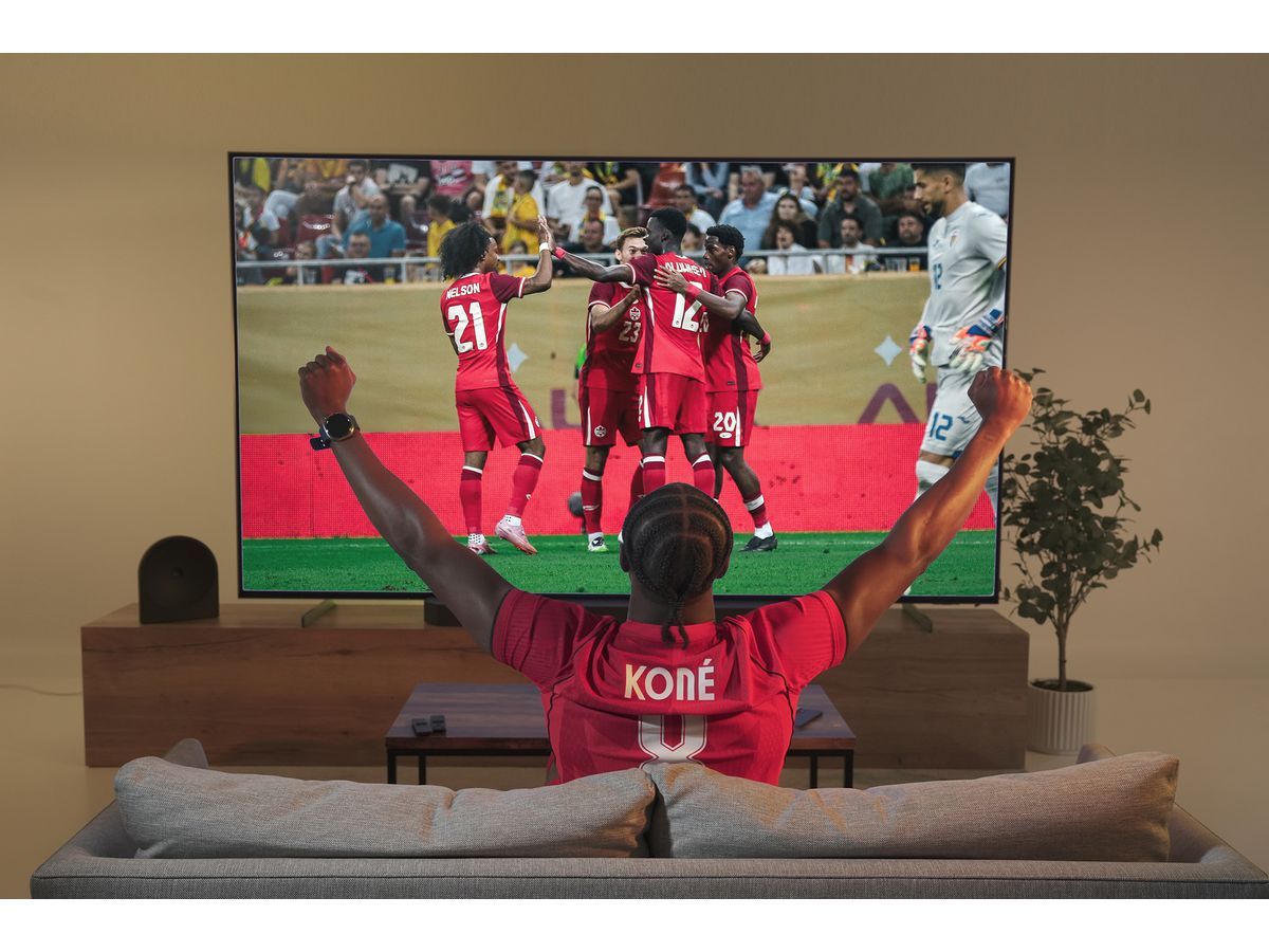 Samsung features Canada Soccer Men's National Team player Ismaël Koné in a campaign showcasing immersive new Micro RGB TVs for sports fans.