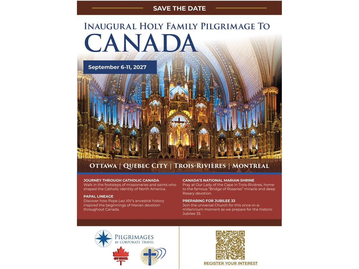 The Holy Family Pilgrimage Experience offers a six-day behind-the-scenes look at Canada's rich Catholic legacy. Included are pilgrimages to basilicas devoted to the Blessed Mother in Ottawa and Quebec City, and the internationally renowned shrines of Sainte-Anne-de-Beaupré near Quebec City, Our Lady of the Cape in Trois-Rivières, and St. Joseph's Oratory in Montreal. All of these historic churches are strewn along the famous St. Lawrence River and Rideau Canal waterways.