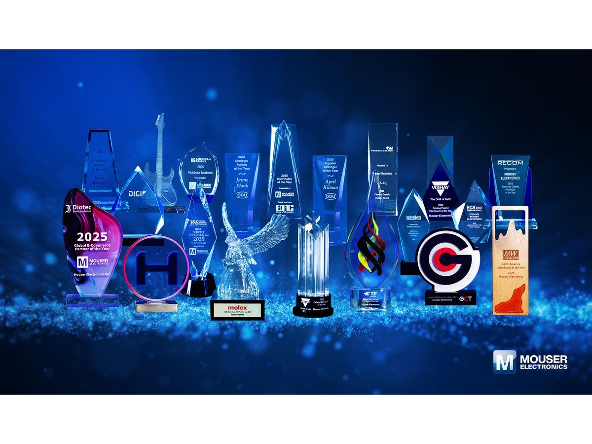 Manufacturers cited Mouser's fastest new product introductions, best-in-class global logistics, investment in inventory, sales, and customer growth, and more.