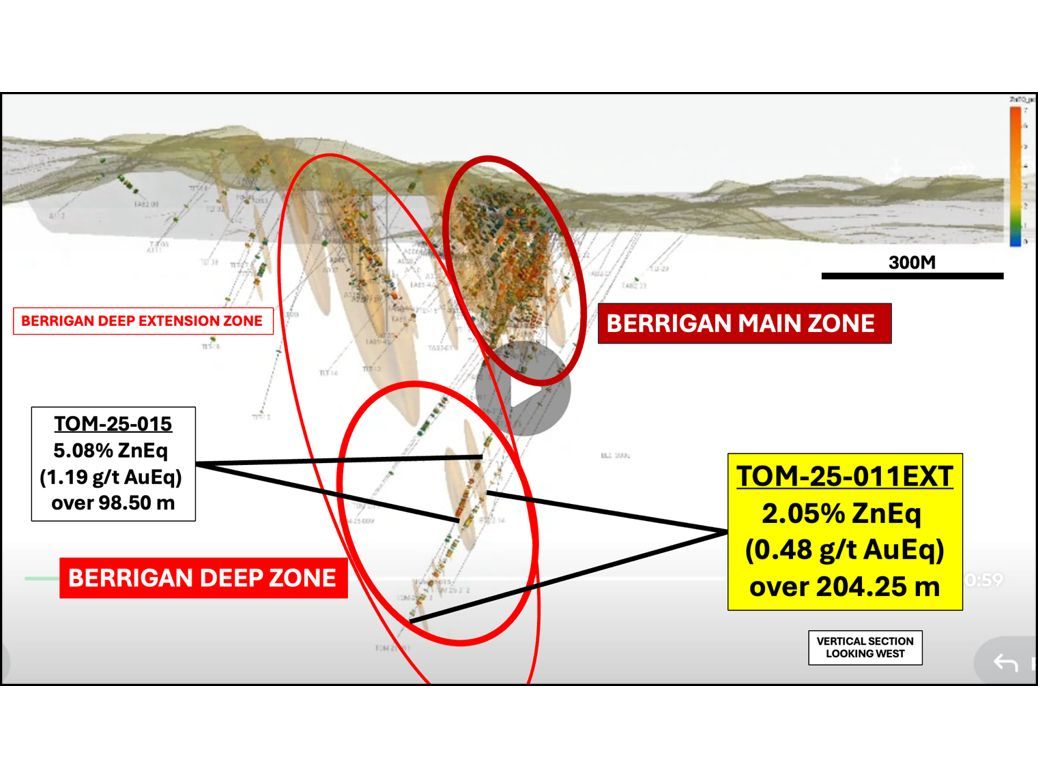 Vertical section of Berrigan Deep Zone, looking west