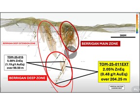 Vertical section of Berrigan Deep Zone, looking west