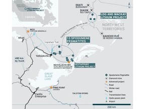 Location of LIFT's Yellowknife Lithium Project (YLP) in the NWT