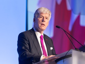 Tim Hodgson, Minister of Energy and Natural Resources, speaking in Calgary on May 1.