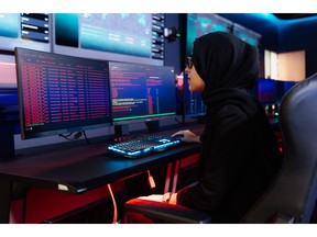 A student at the SAIT Downtown Cyber Range