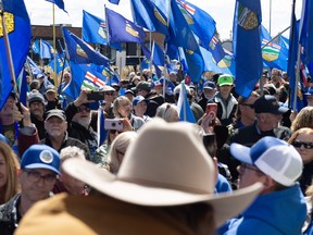 Stay Free Alberta, delivered the signature documentation to Elections Alberta headquarters in Edmonton on May 4, 2026.