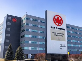Air Canada headquarters in the Saint-Laurent borough of Montreal on March 27, 2026.