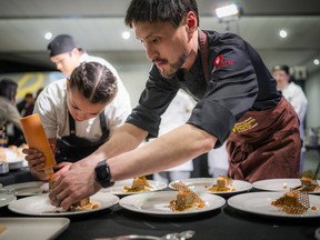 Calgary’s Chef Matthias Fong from Primary Colours prepares dishes at the Canadian Culinary Championship in Ottawa, Saturday, Feb. 1, 2025.