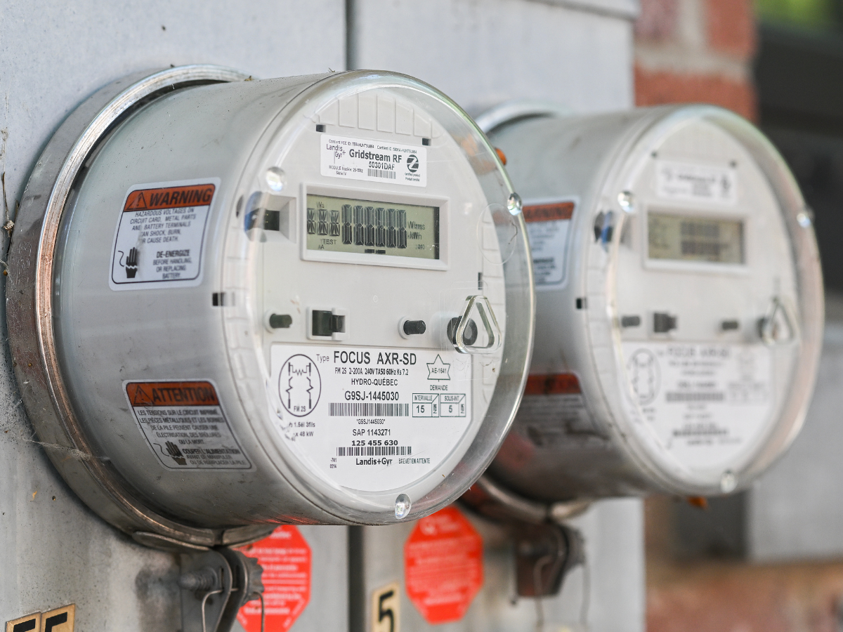 Hydro-Quebec electricity meters are shown in Montreal, Quebec, Canada, on August 25, 2025