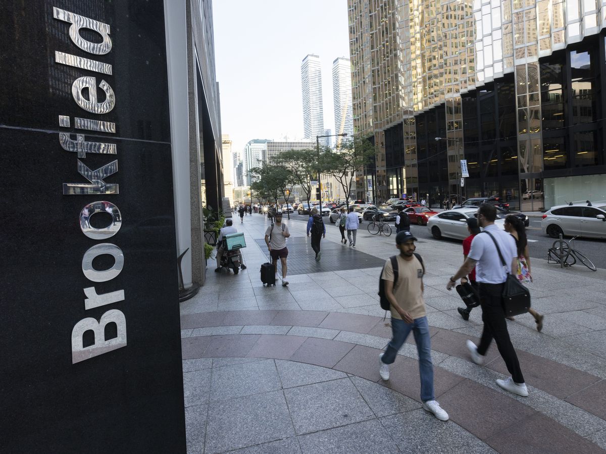 Brookfield Place signage outside of the global investment firm of Brookfield Corporation's offices in Toronto’s Financial District, Tuesday July 29, 2025.