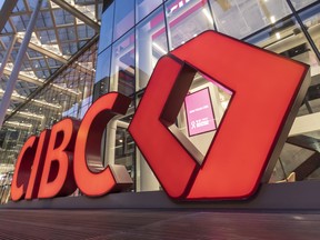 CIBC signage in Toronto’s Financial District, Friday September 16, 2024
