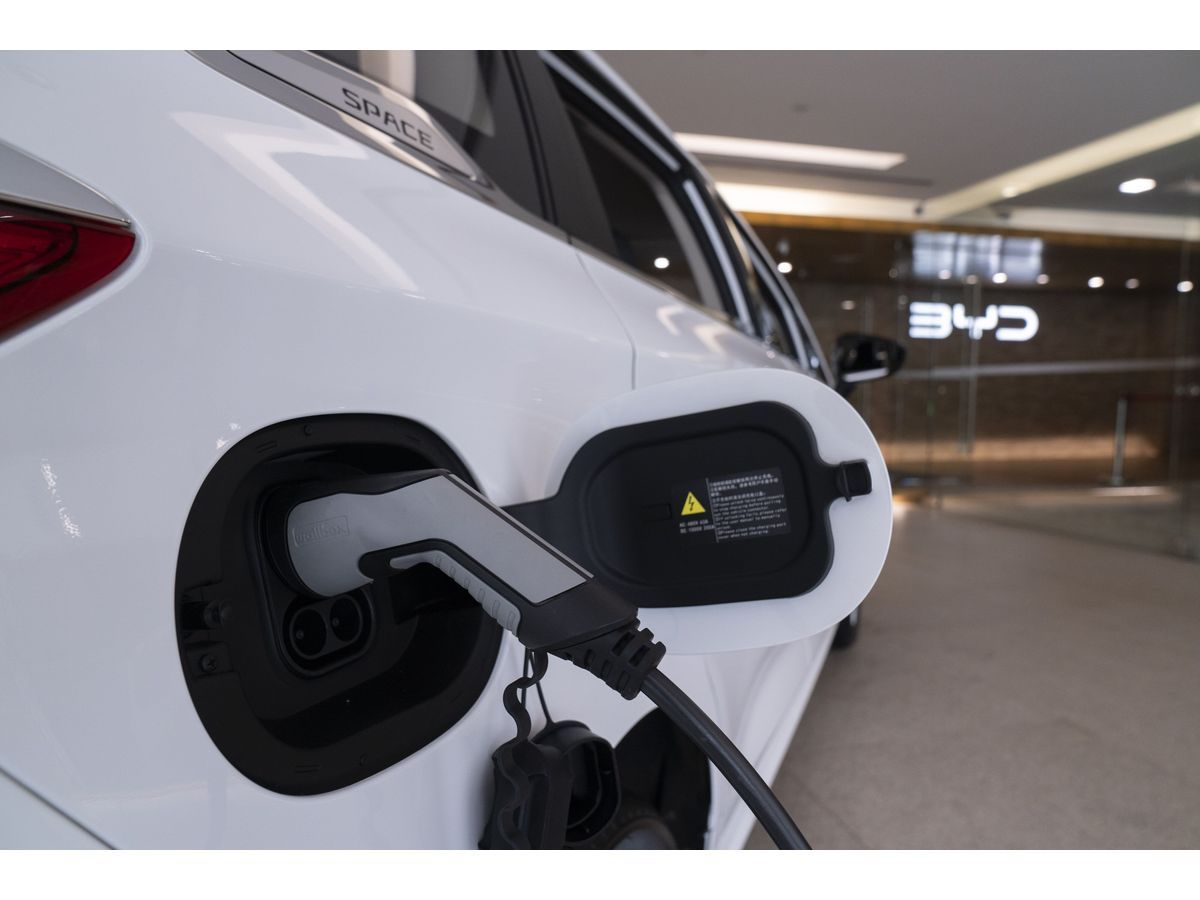 A BYD Co. e6 EV car on display at a showroom in Singapore.