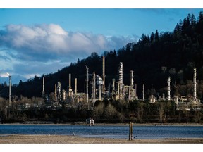 The Burnaby Refinery in Burnaby, British Columbia, Canada, on Tuesday, March 24, 2026. Trans Mountain Corp.'s chief executive expects its main pipeline to be nearly full in April with Asian buyers turning to Canada for crude as they grapple with severe supply disruptions from the Iran War.