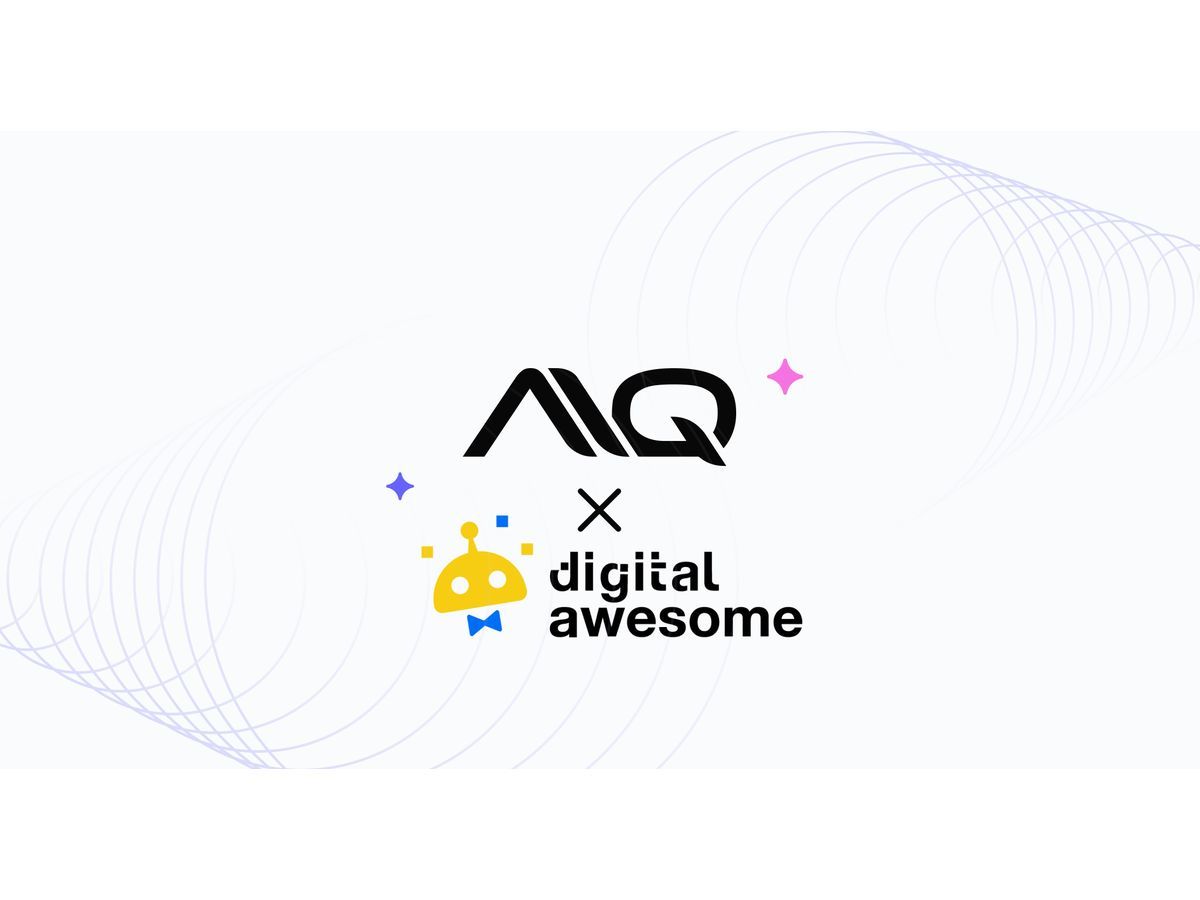 Co-branded announcement image marking Digital Awesome as AIQ's premier mobile app partner.