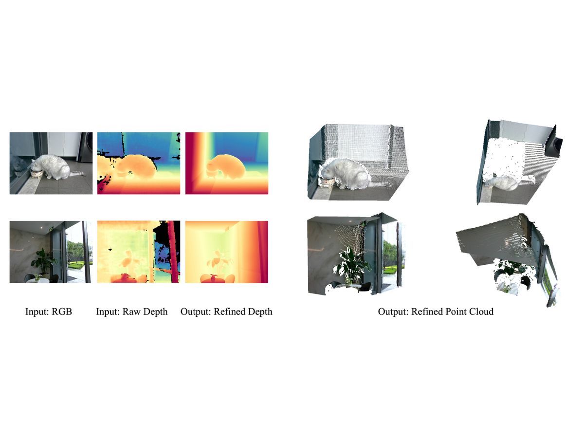 LingBot-Depth 2.0 reconstructs complete and planar 3D structures in challenging scenarios involving mirrors and glass