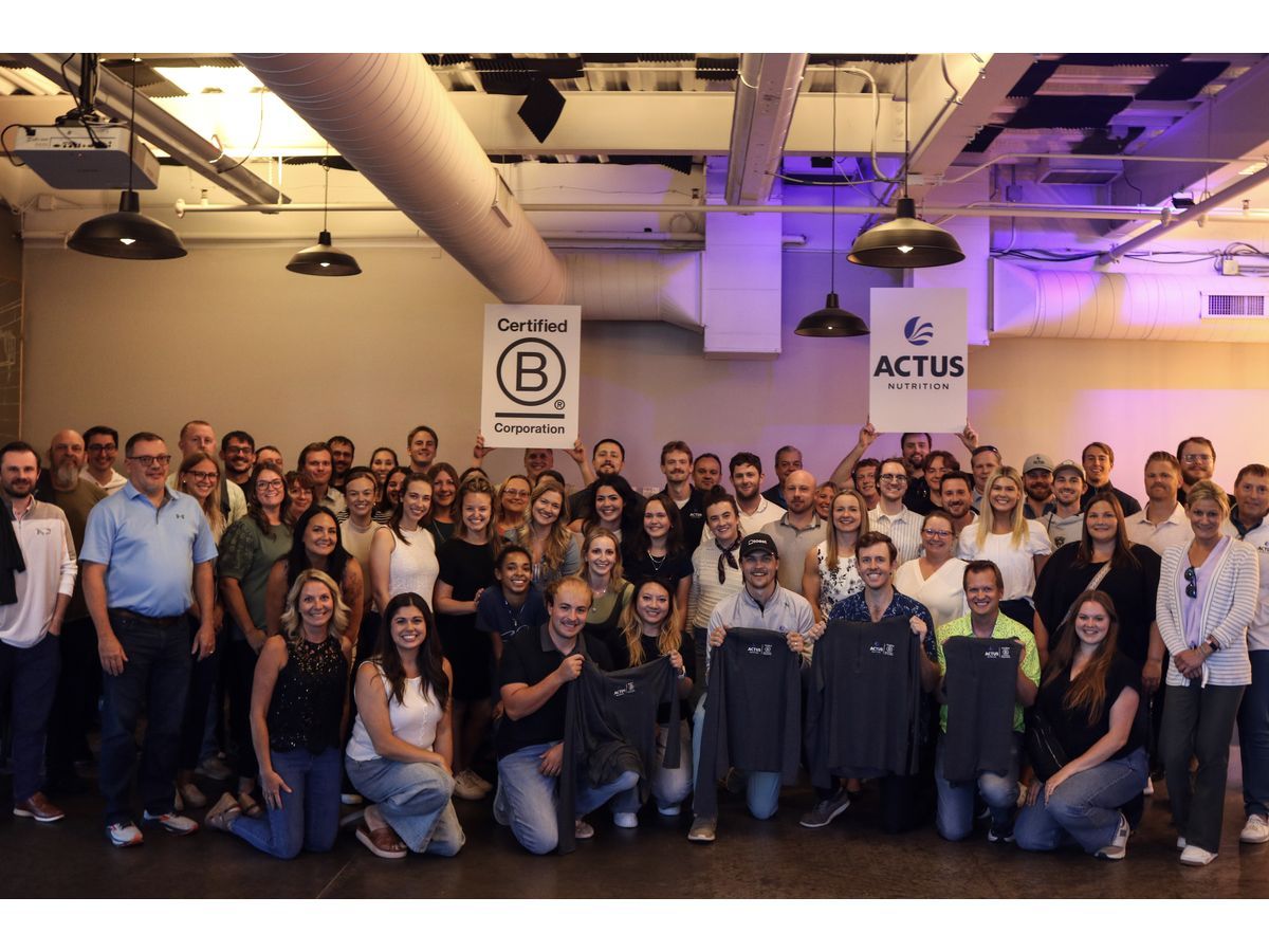 Actus Nutrition achieves Certified B Corporation status.