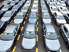 BYD and MG cars, from Chinese automakers, are seen at Lianyungang Port in Jiangsu province, eastern China, ready to be loaded onto ships for export this month.