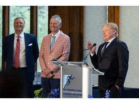 Chairman Marc J. Philippon, MD, CEO Dan Drawbaugh and Co-Director of the Sports Medicine Fellowship Matthew T. Provencher, MD, MBA, welcome attendees to the 2025 Hail and Farewell event in Vail, hosted by The Steadman Clinic and Steadman Philippon Research Institute