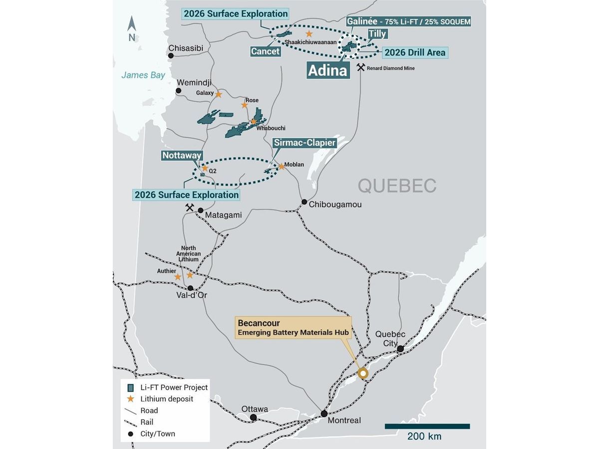 LIFT Announces Commencement of Drilling at the Adina-Galinée Lithium Project, Québec