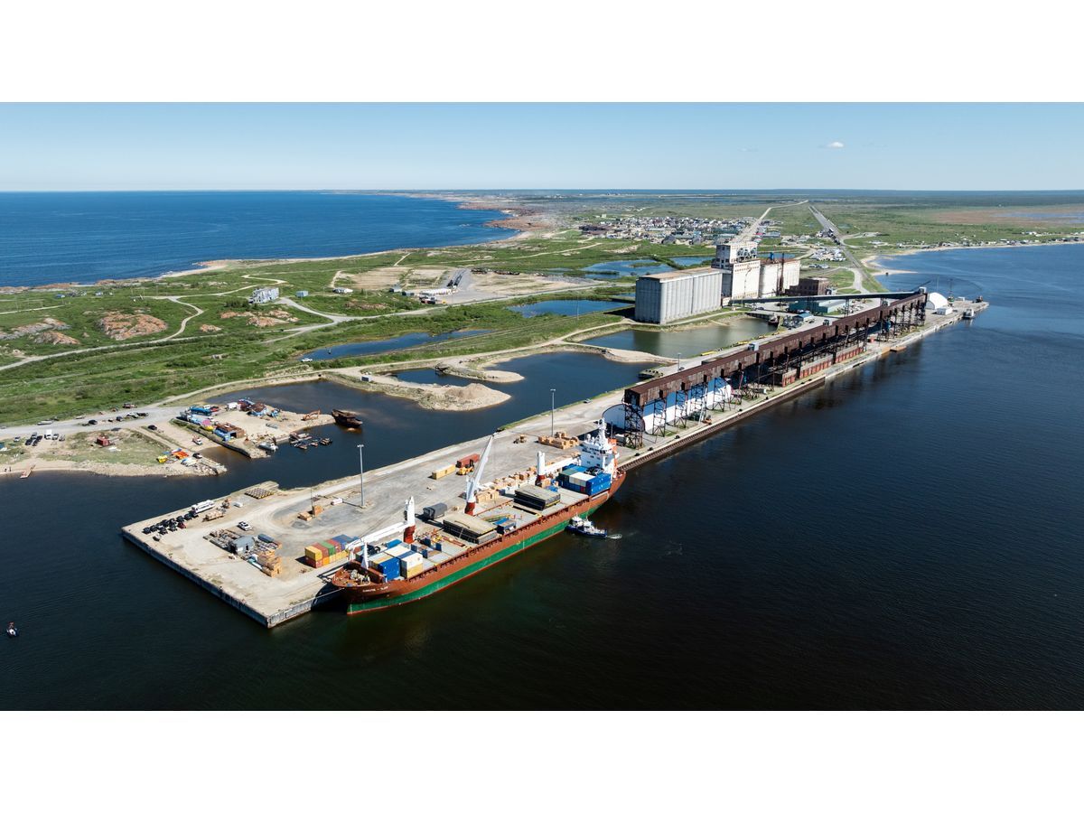 A northern supply vessel loads up at the Port of Churchill, July 2026