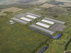 Artist rendering of the new data centre planned near in Sturgeon County, about 30 to 35 km north of Edmonton, Alta.
