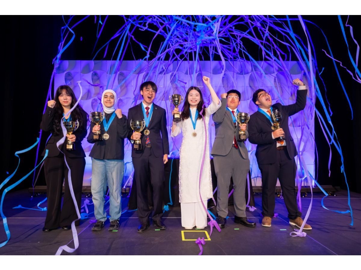 The world champions of this year's Pearson's Certiport Microsoft Office Specialist World Championship, (L2R) Liang Xinzhi, Macao, China, Microsoft PowerPoint™ (Office 2019) Reem El Shafii, Lebanon, Microsoft Word (Office 2019) Zhong Tin Kin, Macao, China, Microsoft Excel™ (Office 2019) Nguyen Mai Chi, Vietnam, Microsoft Excel™ (Microsoft 365 Apps) Sio Keng Nim, Macao, China, Microsoft Word (Microsoft 365 Apps) Santiago Matteus Dardón Pinzón, Guatemala, Microsoft PowerPoint™ (Microsoft 365 Apps)