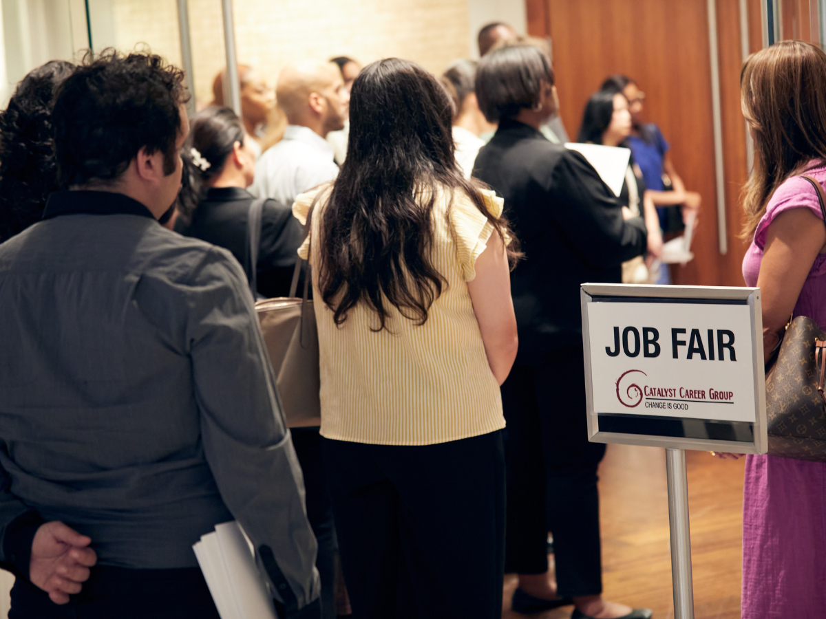 Jobseekers wait to speak with recruiters during the Catalyst Career Group Dallas Job Fair in Dallas, Texas, US, on Wednesday, July 29, 2026.
