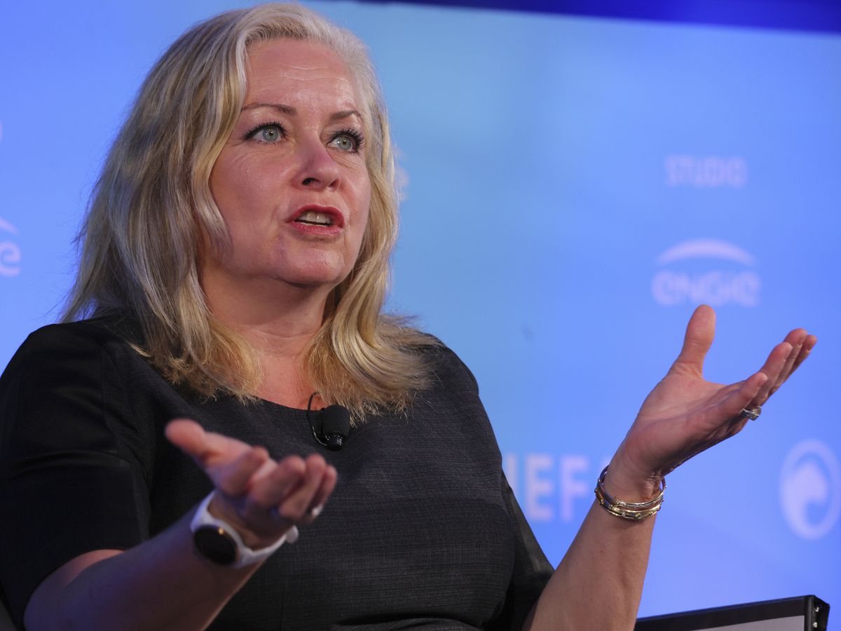 Linda Hasenfratz, chairman and chief executive officer of Linamar Corporation, speaks during the International Economic Forum Of The Americas (IEFA) Conference of Montreal in Montreal, Quebec, Canada, on July 13, 2022.