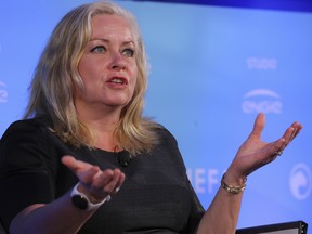 Linda Hasenfratz, chairman and chief executive officer of Linamar Corporation, speaks during the International Economic Forum Of The Americas (IEFA) Conference of Montreal in Montreal, Quebec, Canada, on July 13, 2022.
