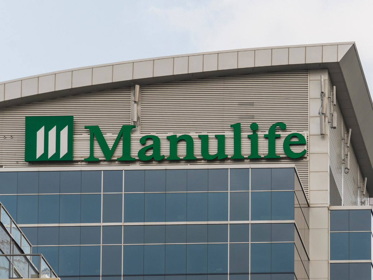 Signage and logo of Manulife on its building in Toronto. Manulife Financial is a Canadian insurance company and financial services provider headquartered in Toronto.