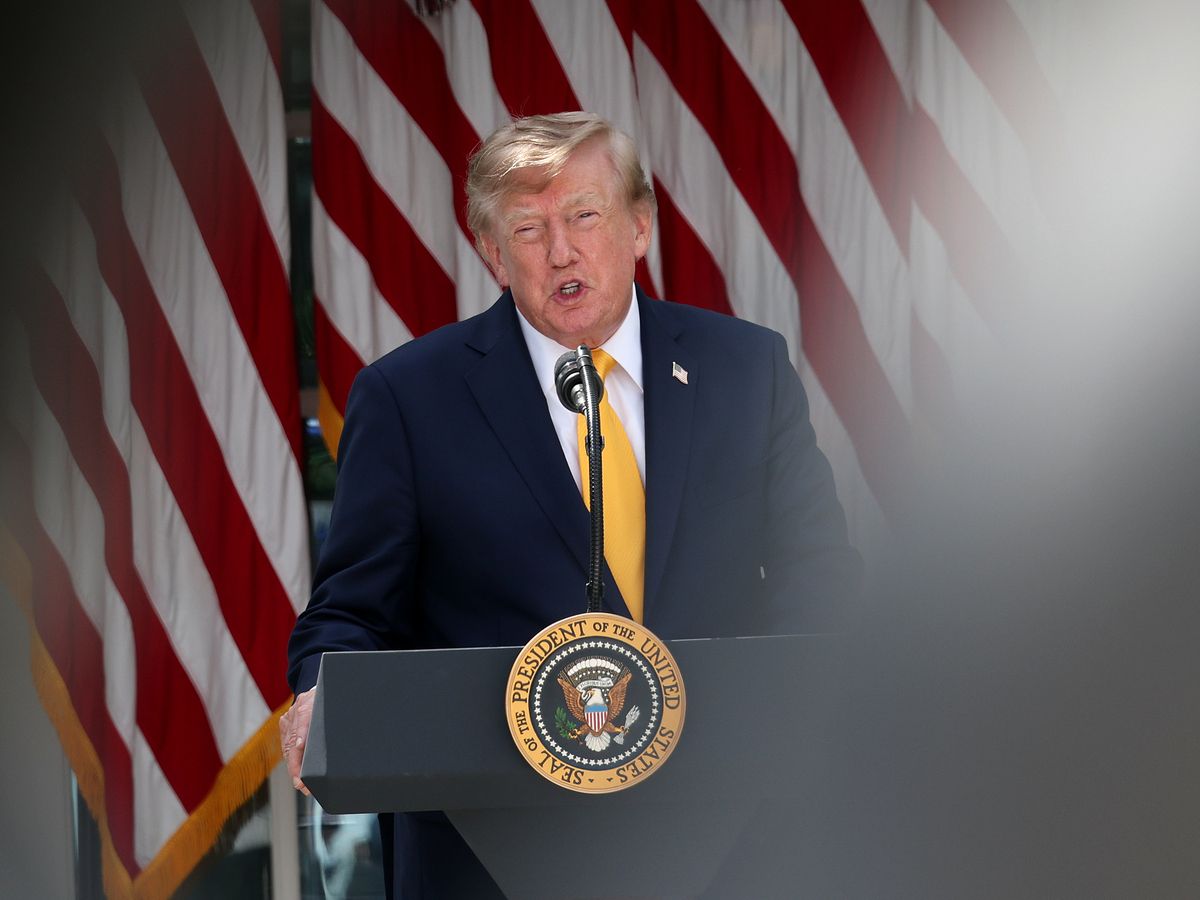 U.S. President Donald Trump speaks during an event in the Rose Garden of the White House on August 24, 2026 in Washington, DC.
