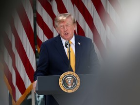 U.S. President Donald Trump speaks during an event in the Rose Garden of the White House on August 24, 2026 in Washington, DC.
