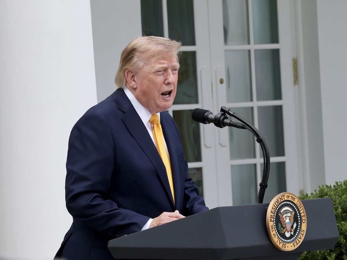 U.S. President Donald Trump speaks during an event in the Rose Garden of the White House on August 24, 2026 in Washington, DC.