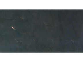 A single oil tanker moored at Saudi Arabia's Ju'aymah single point moorings on Aug. 12.