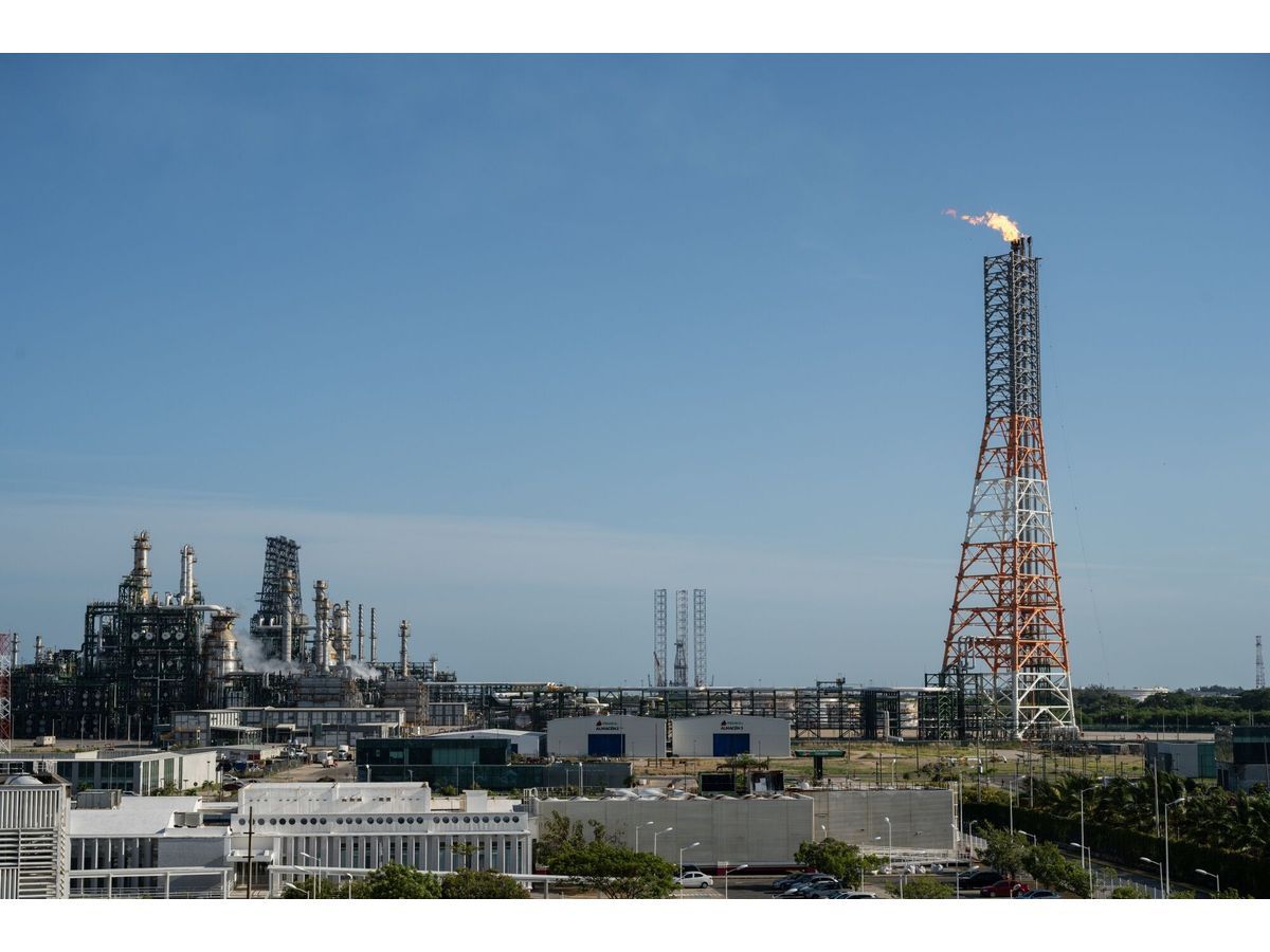 A flare tower at a Petroleos Mexicanos (PEMEX) refinery in Paraiso, Tabasco state, Mexico.