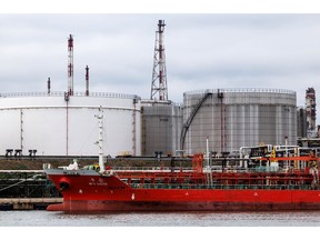 An oil tanker docked at the SK Innovation Co. Ulsan Complex oil refinery facilities in Ulsan, South Korea, on Thursday, June 25, 2026. Brent oil erased all of its wartime gains after flows through the Strait of Hormuz ramped up following progress on a US-Iran peace deal.