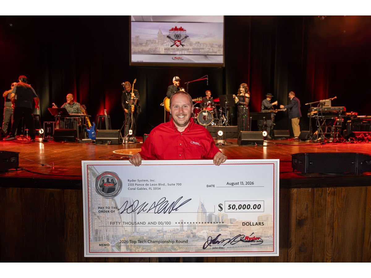 Jean-Sébastien Houle of Ryder's Boucherville, Quebec, location was crowned the 2026 Ryder Top Tech and received a cash prize of $50,000.