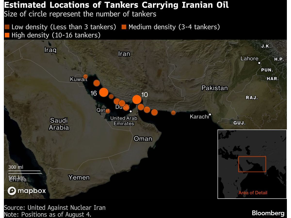 Dozens of Idling Iranian Oil Tankers Show US Blockade Is Working