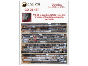 Core image for hole GD-26-457 – Bonanza Zone (assays pending)