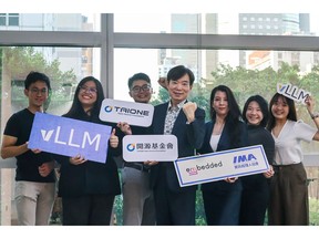 Members of the Embedded LLM team pictured with Rock Tsai, Chairman of the TAIONE Open Source Foundation.